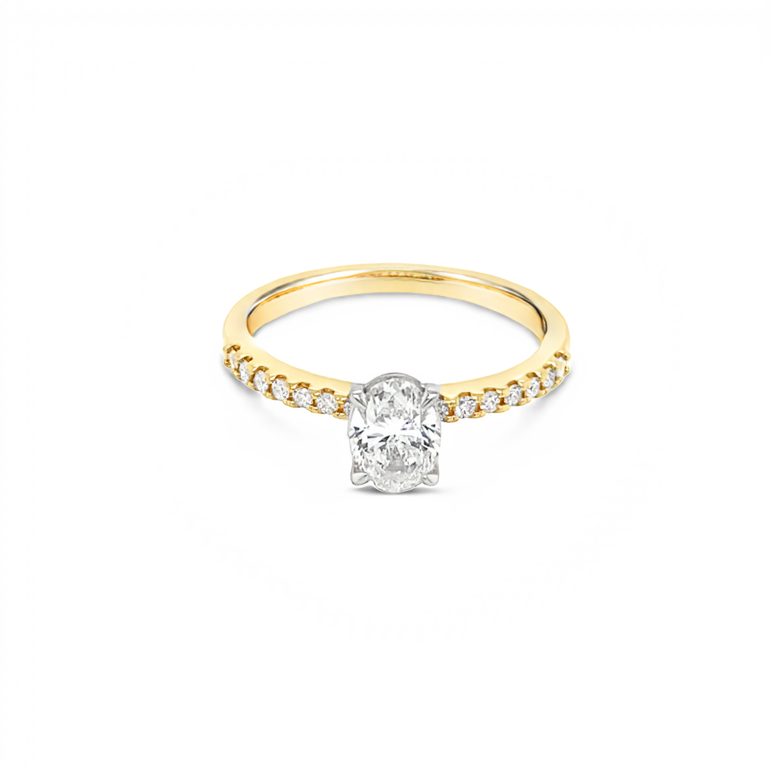18ct Two Tone Yellow and White Gold Oval Diamond Ring