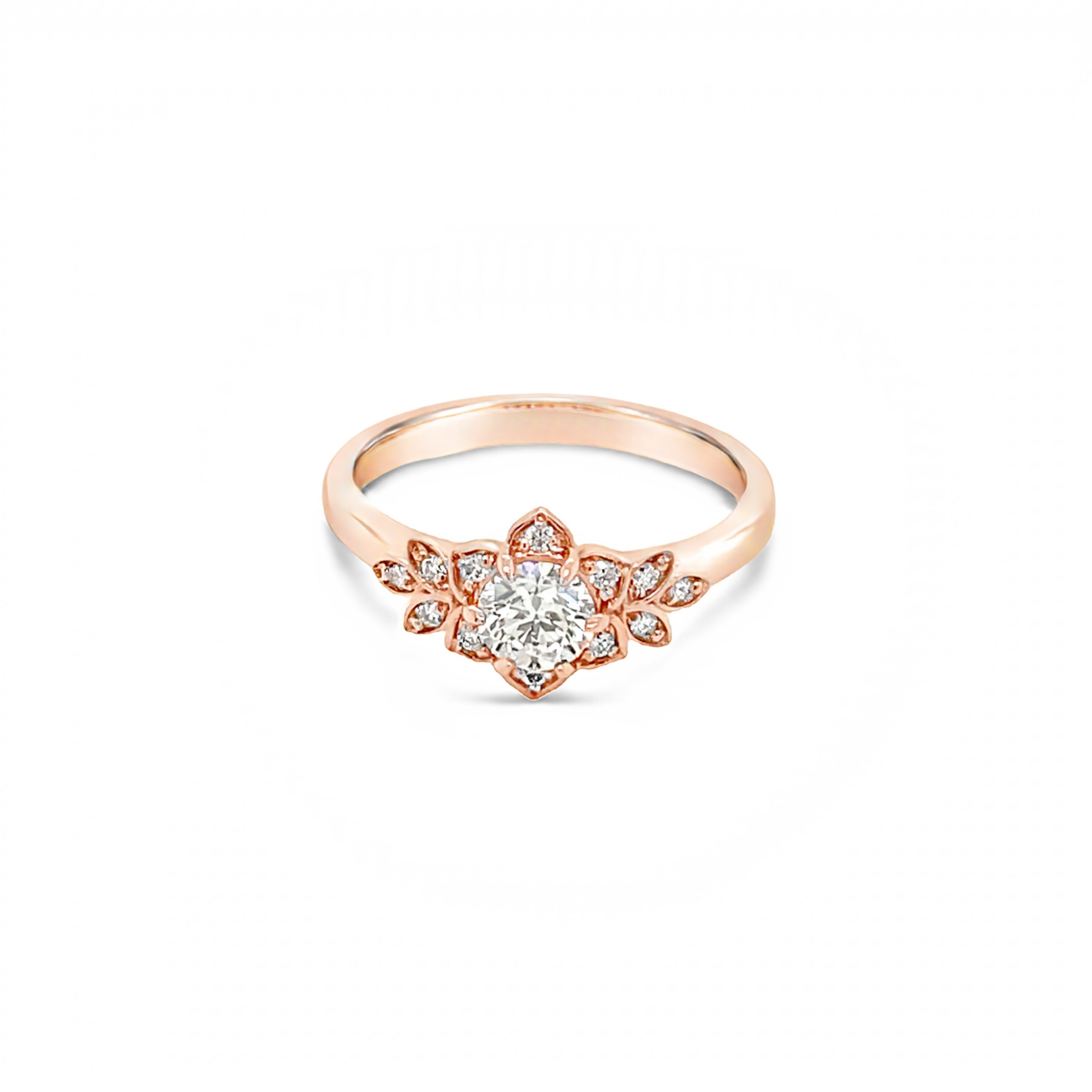 18ct Rose Gold Round Brilliant Cut Floral Inspired Diamond Ring