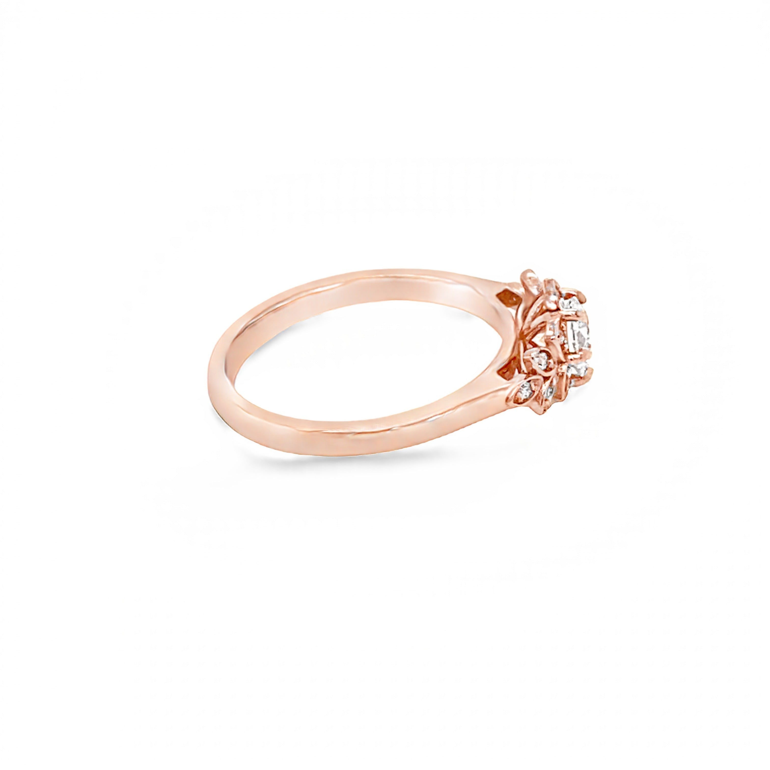 18ct Rose Gold Round Brilliant Cut Floral Inspired Diamond Ring
