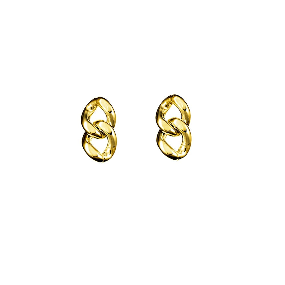 Gold Curb Link Stud Earrings
