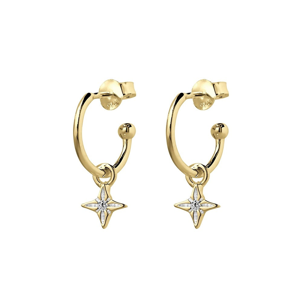 Gold Plate Mini Star Cz Hoop Earrings