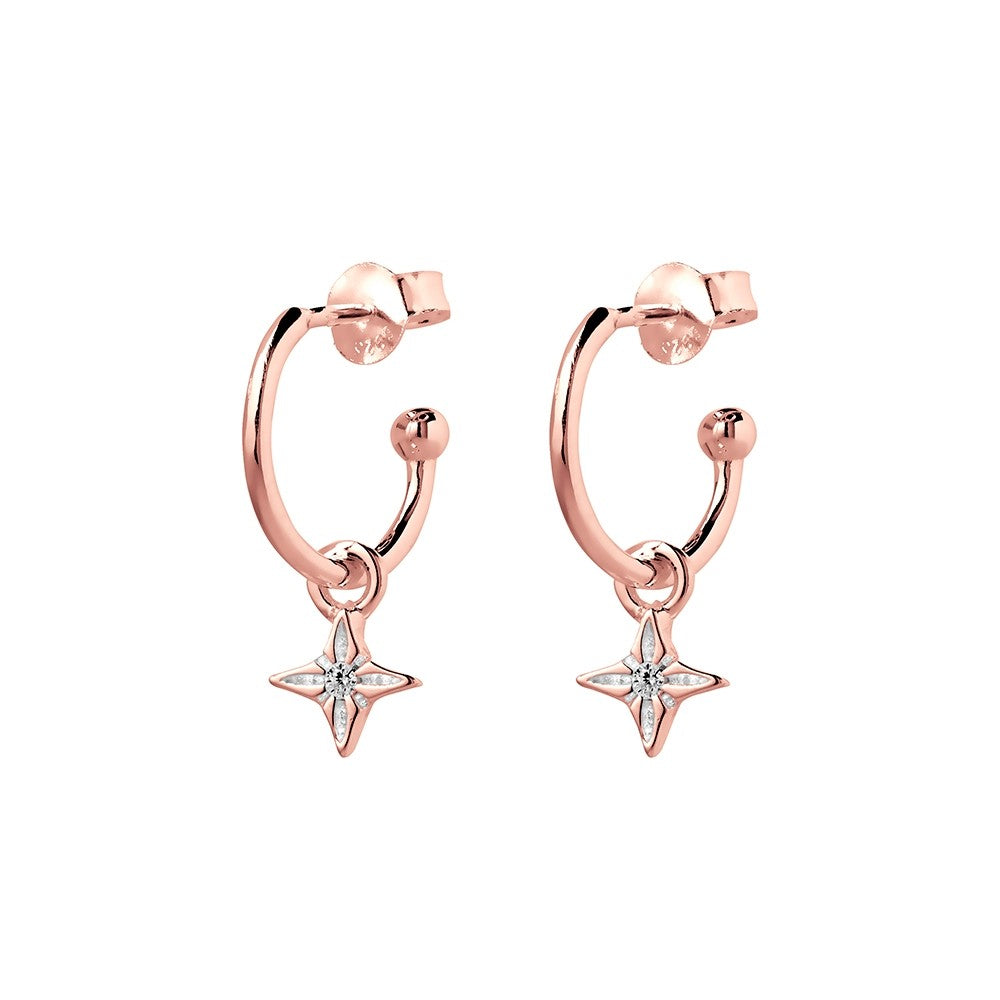 Rose Gold Cz Mini Star Earrings