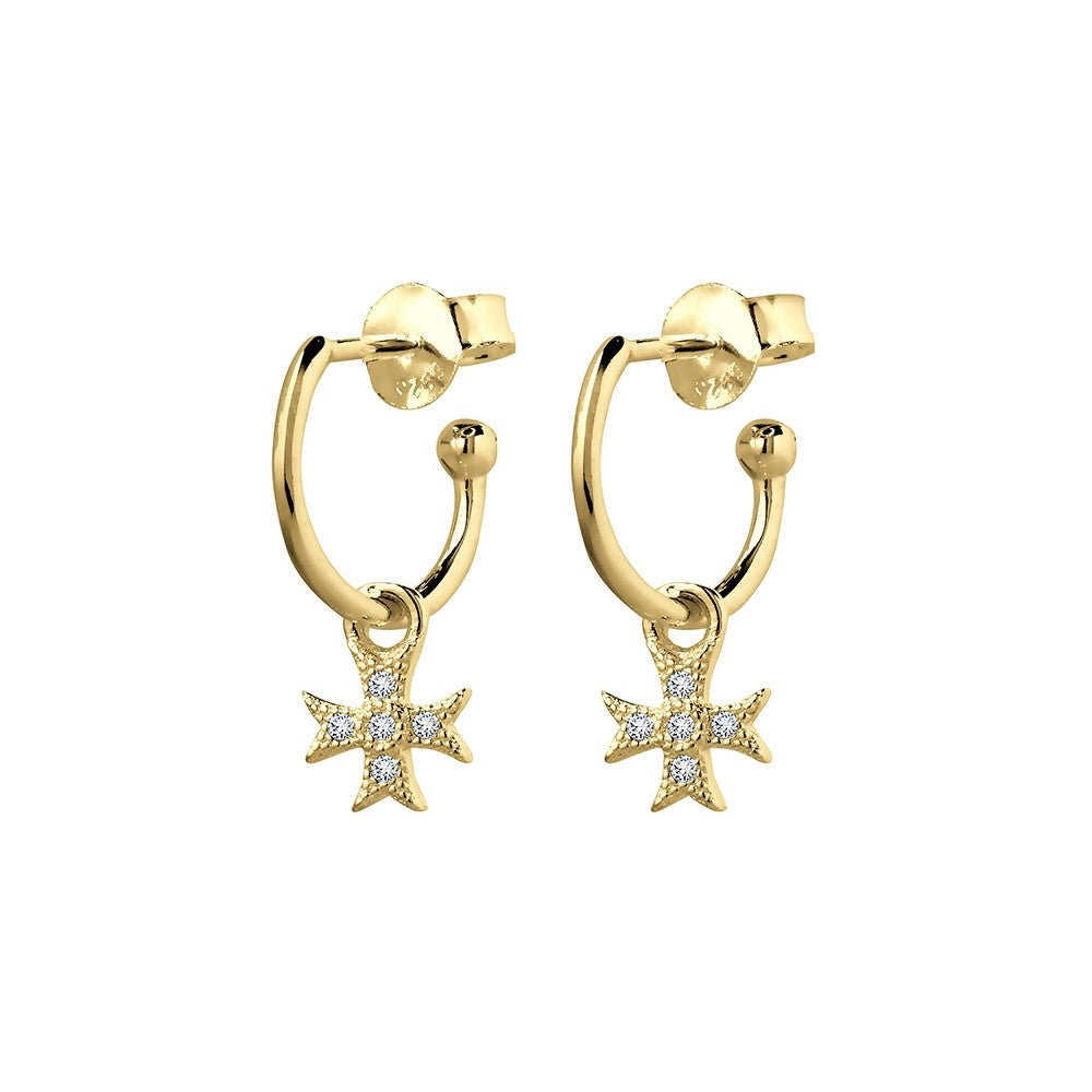 Gold Plate Cz Cross Earrings