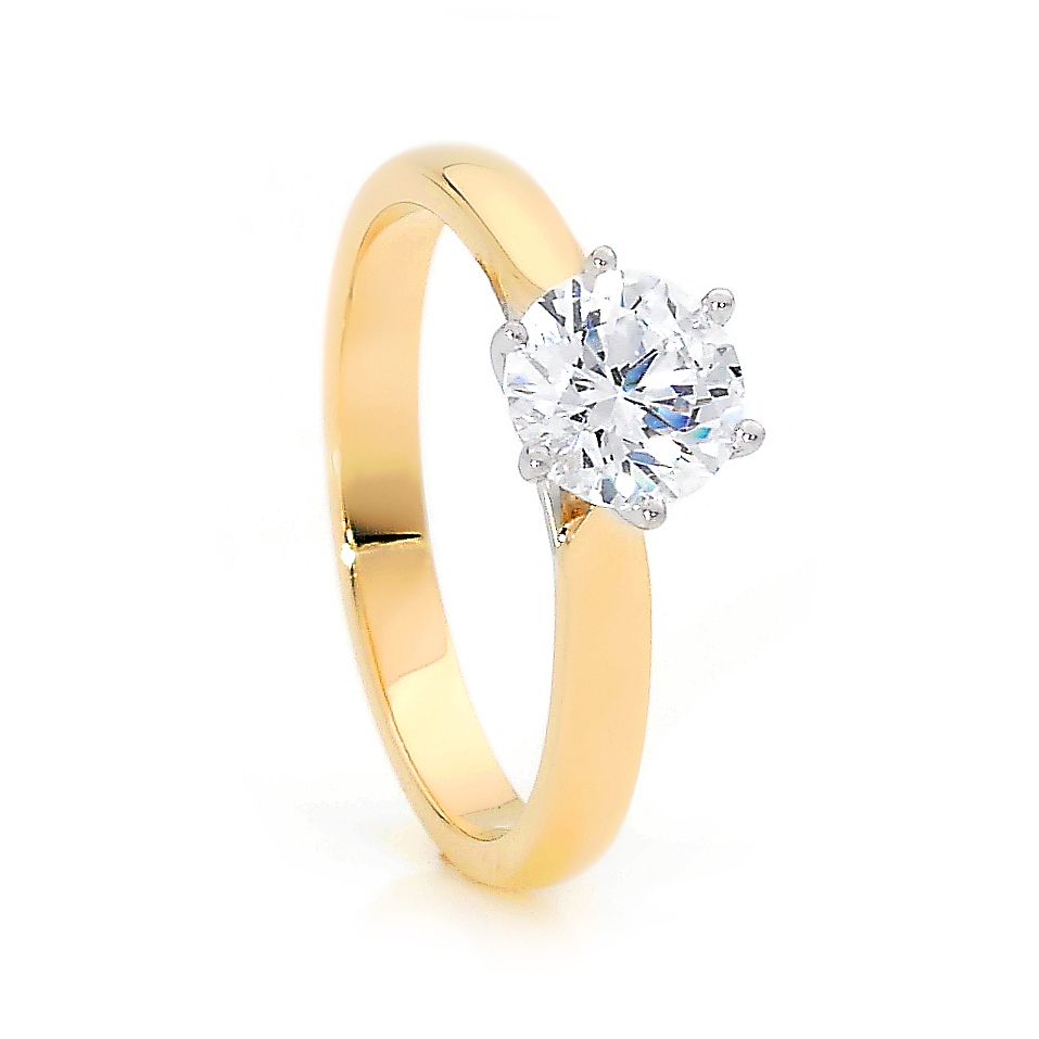 18ct Yellow Gold Round Brilliant Cut Diamond Solitaire Ring