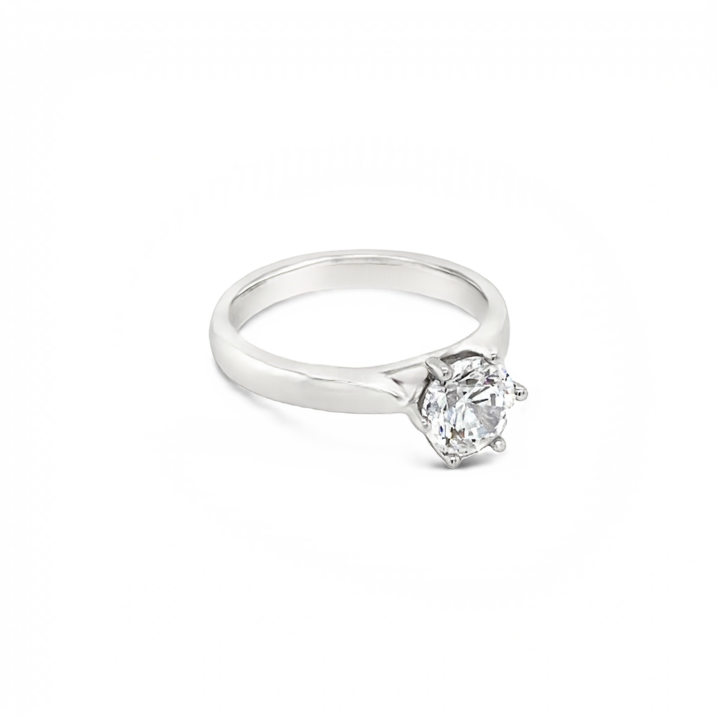 18ct White Gold Six Claw 1ct Round Brilliant Cut Diamond Solitaire Ring