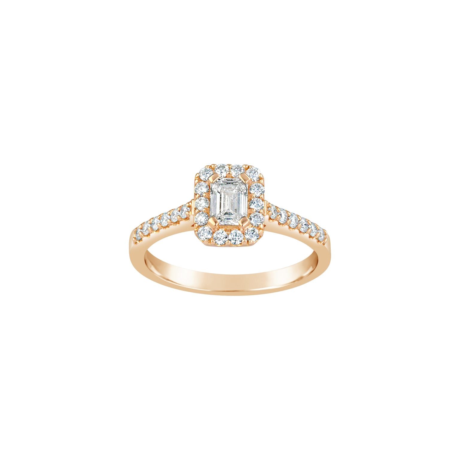 18ct Rose Gold Emerald Cut Diamond Ring