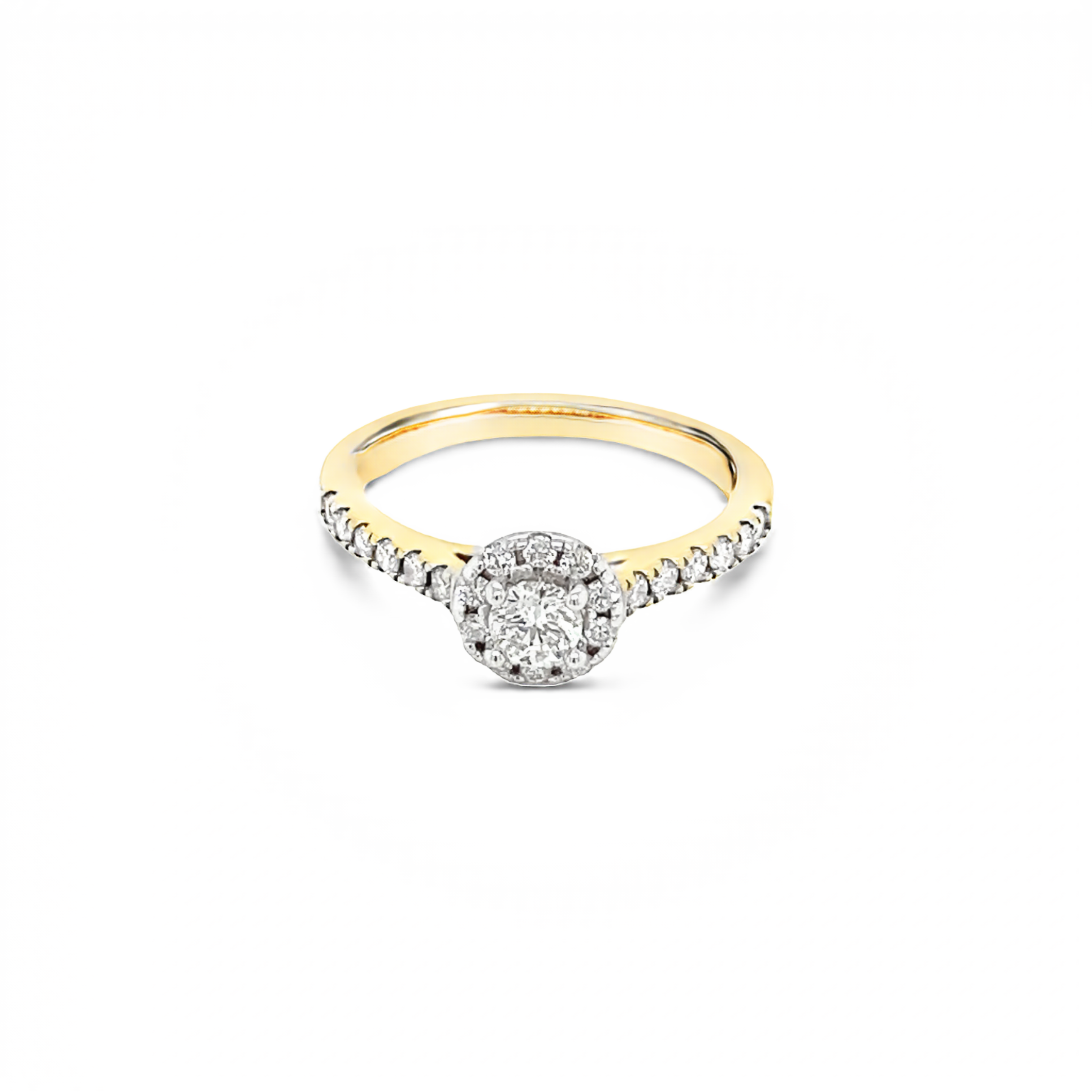 9ct Yellow Gold Round Brilliant Cut Halo Style Ring