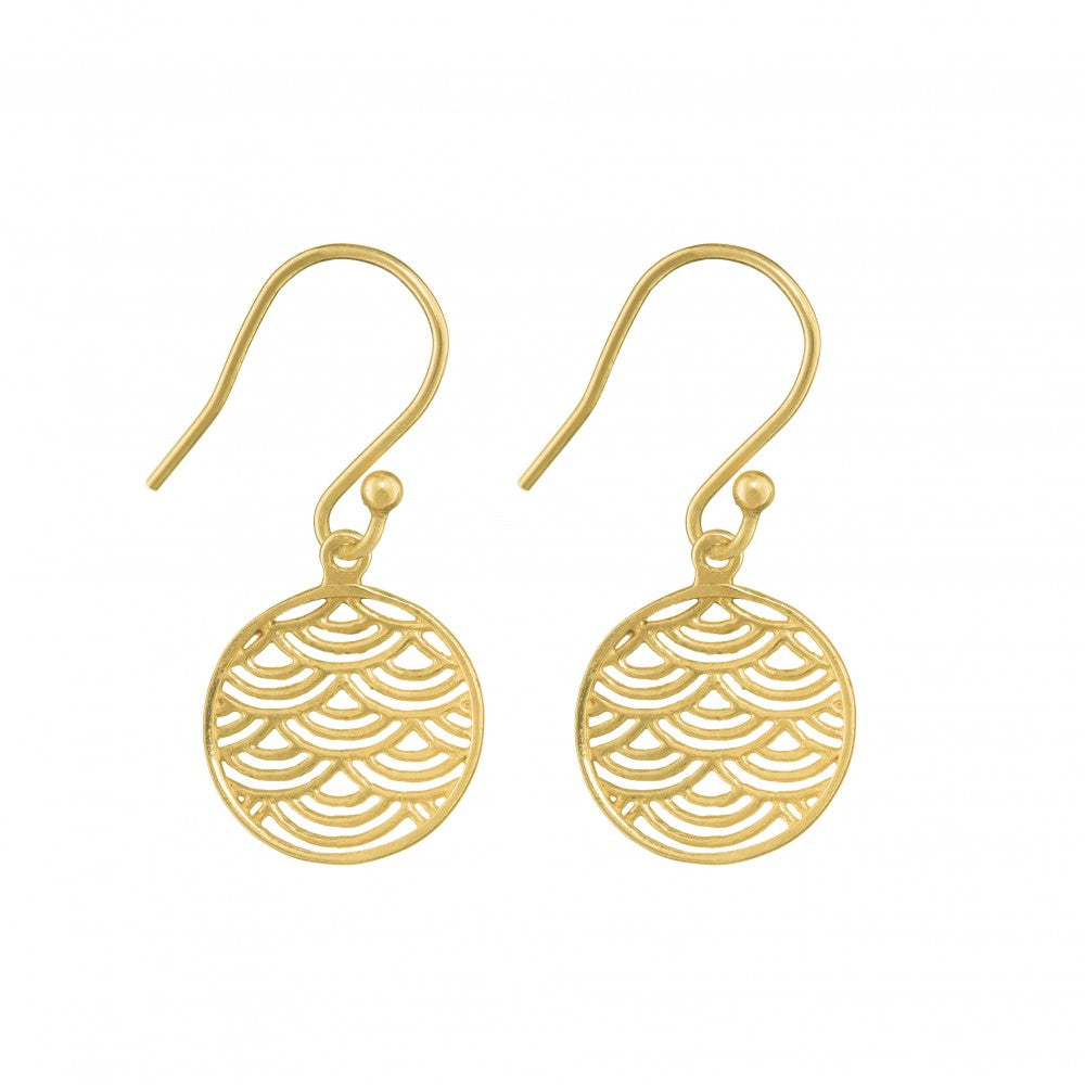 Yellow Gold Plated Detailed Drop Earrings