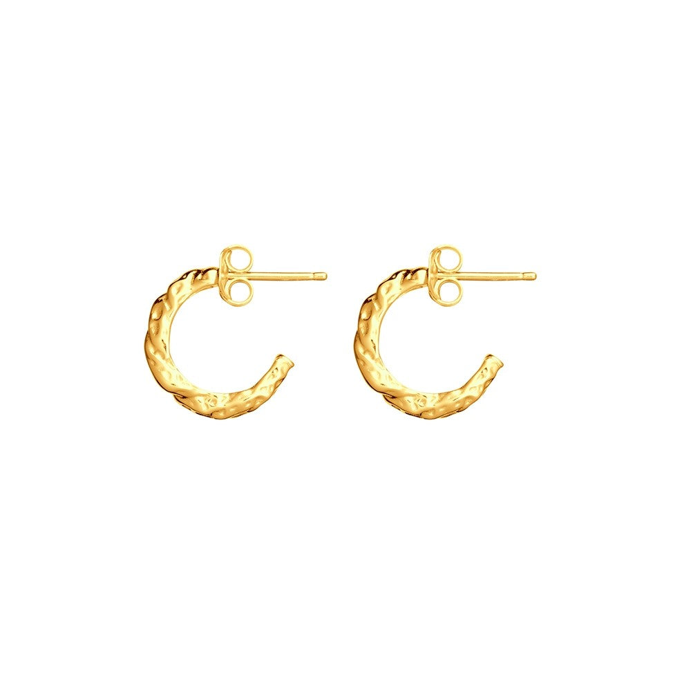 Yellow Gold Organic Half-Hoop Style Earrings