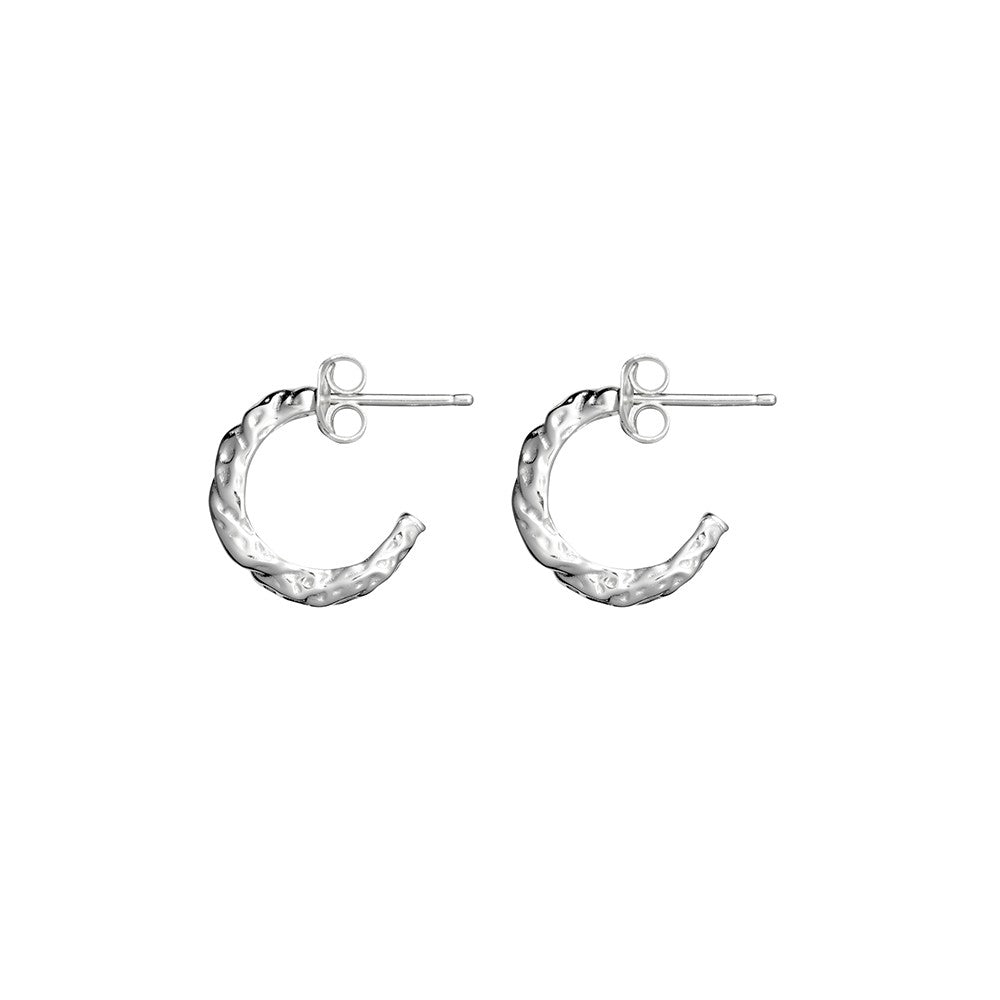 Sterling Silver Organic Half-Hoop Style Earrings