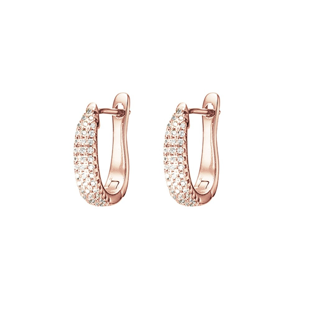 Rose Gold Plated Pave Cz Huggie Earrings