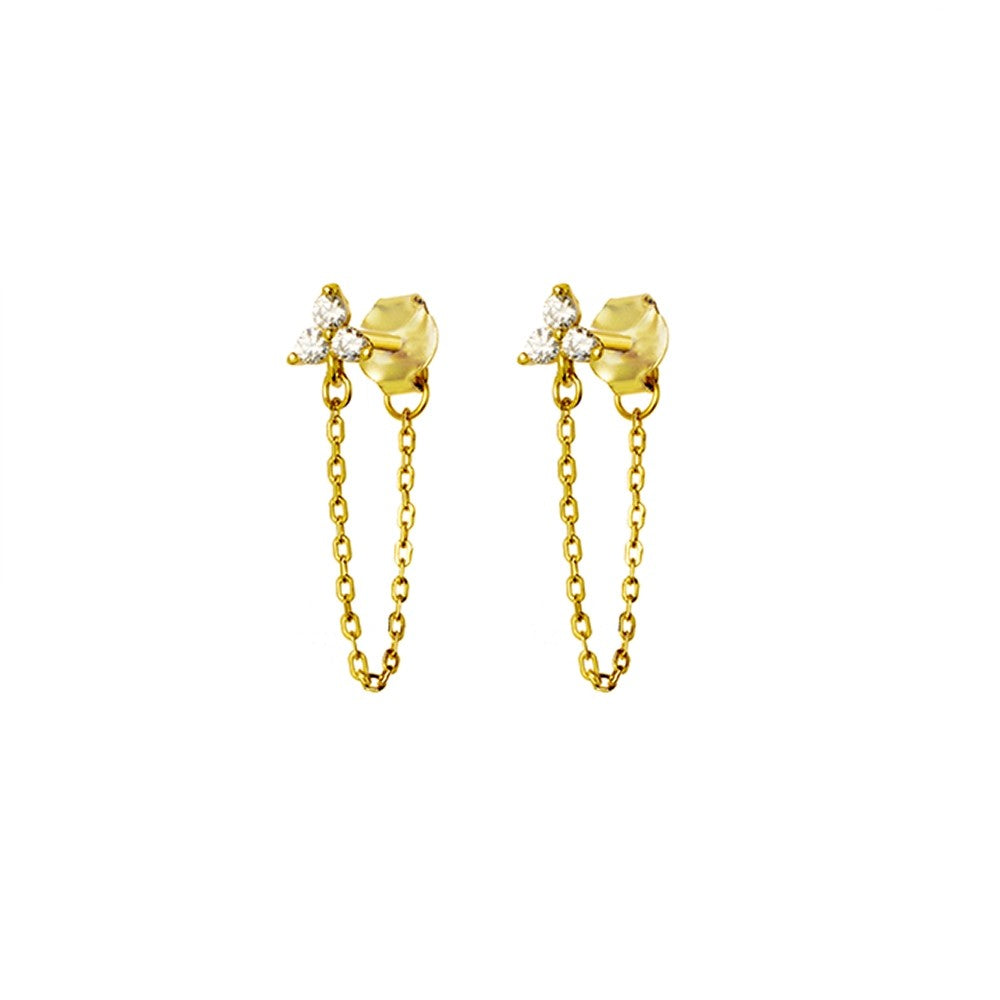 Gold Petite Cz Chain Earrings