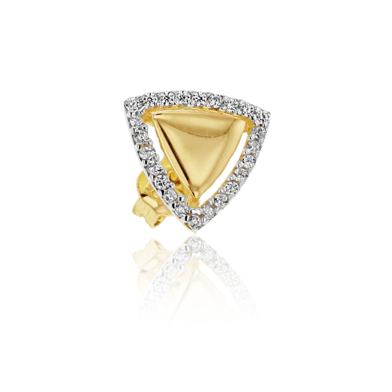 9ct Yellow Gold CZ Triangle Stud Earrings