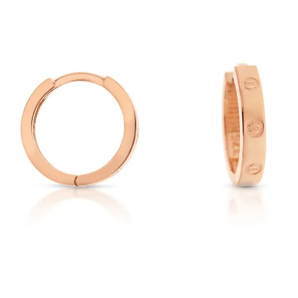 9ct Rose Gold Square Tube Huggies