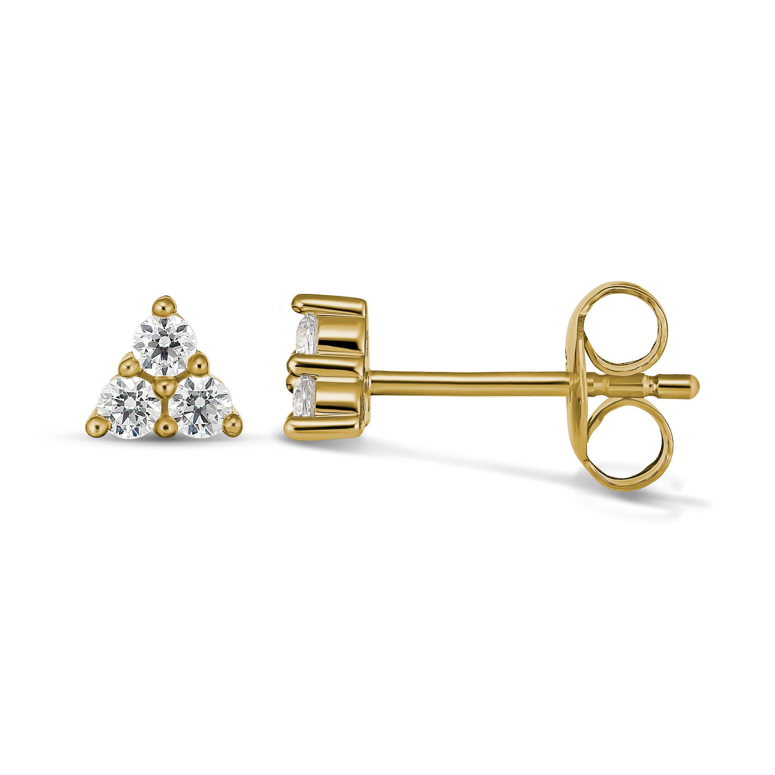 9ct Yellow Gold Cubic Zirconia Trilogy Stud Earrings