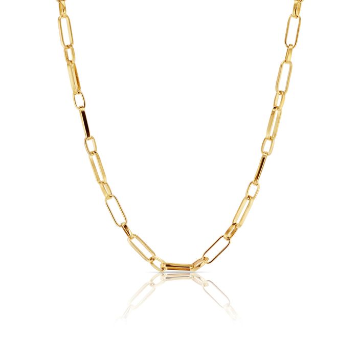 9ct Yellow Gold Solid Small 1+1 Paperclip Necklace- 45cm