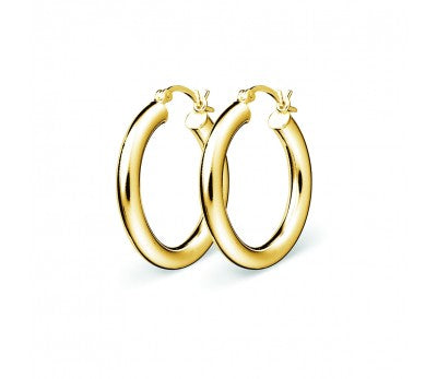 Gold Plated 4mm Thick Hoop Earrings