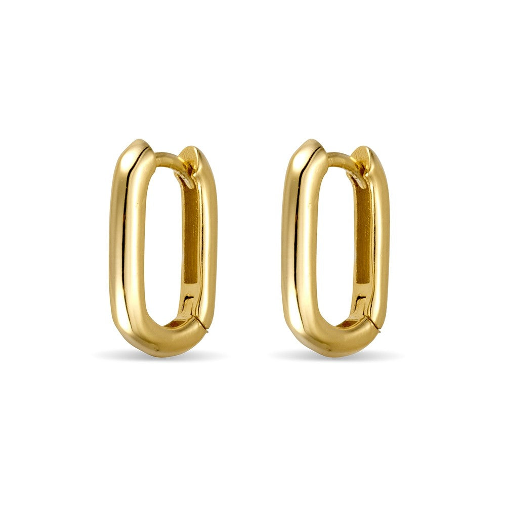Gold Plate Oval Hoop Huggie Earrings