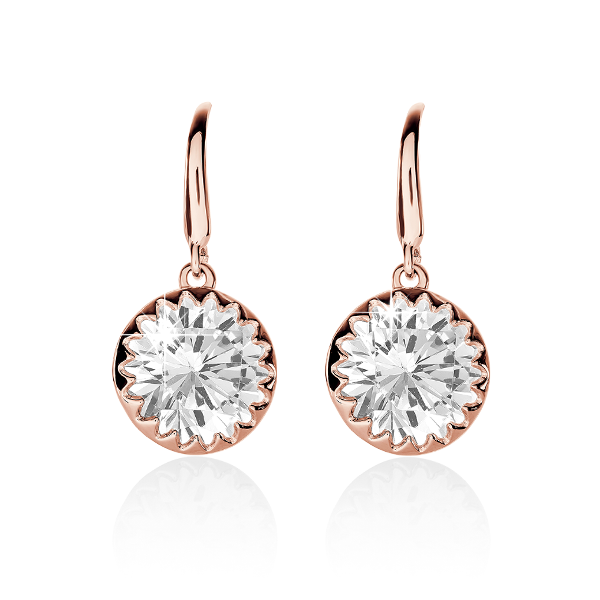Rose Gold Plated Cubic Zirconia Scalloped Earrings