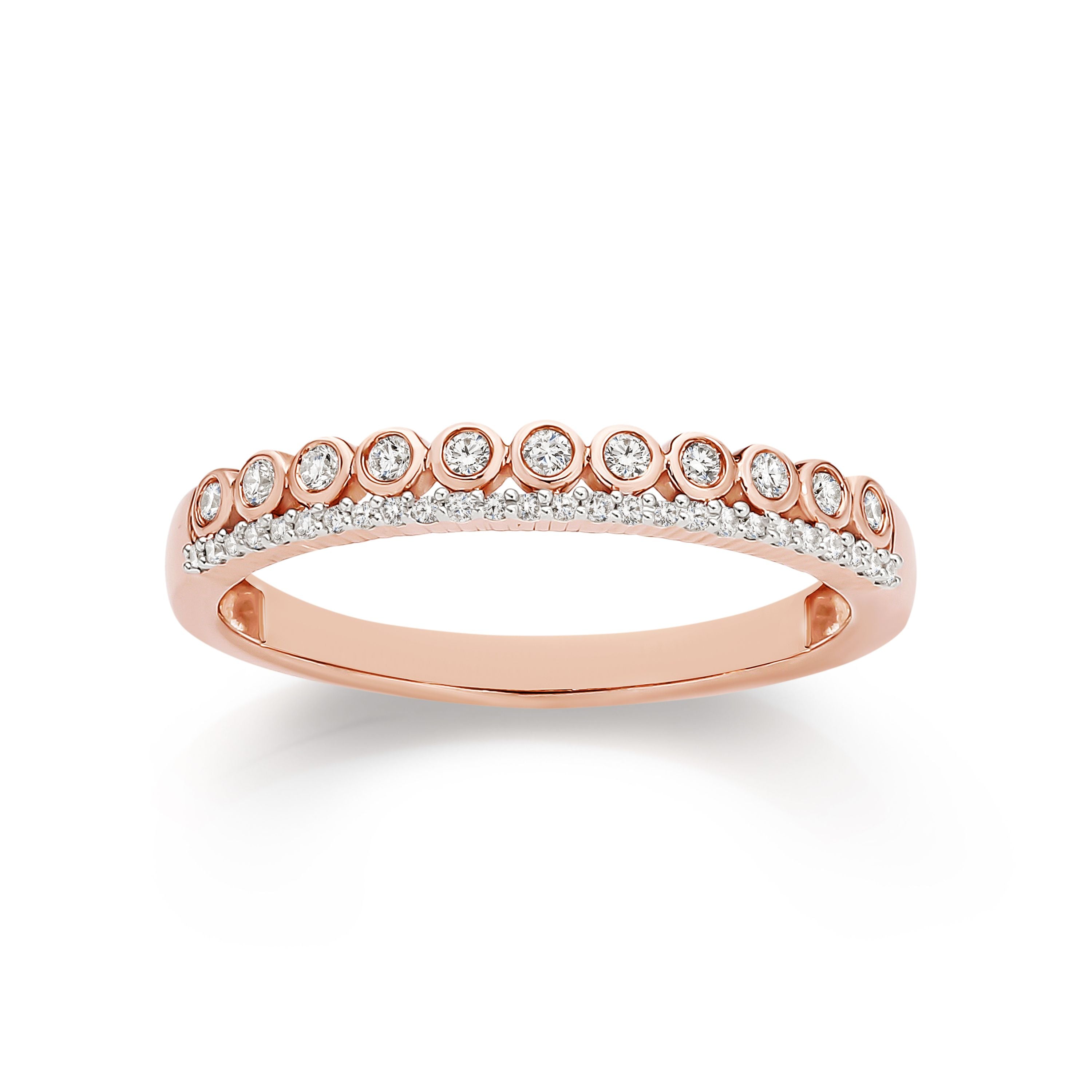 9ct Rose Gold 0.20ct Diamond Double Row Ring