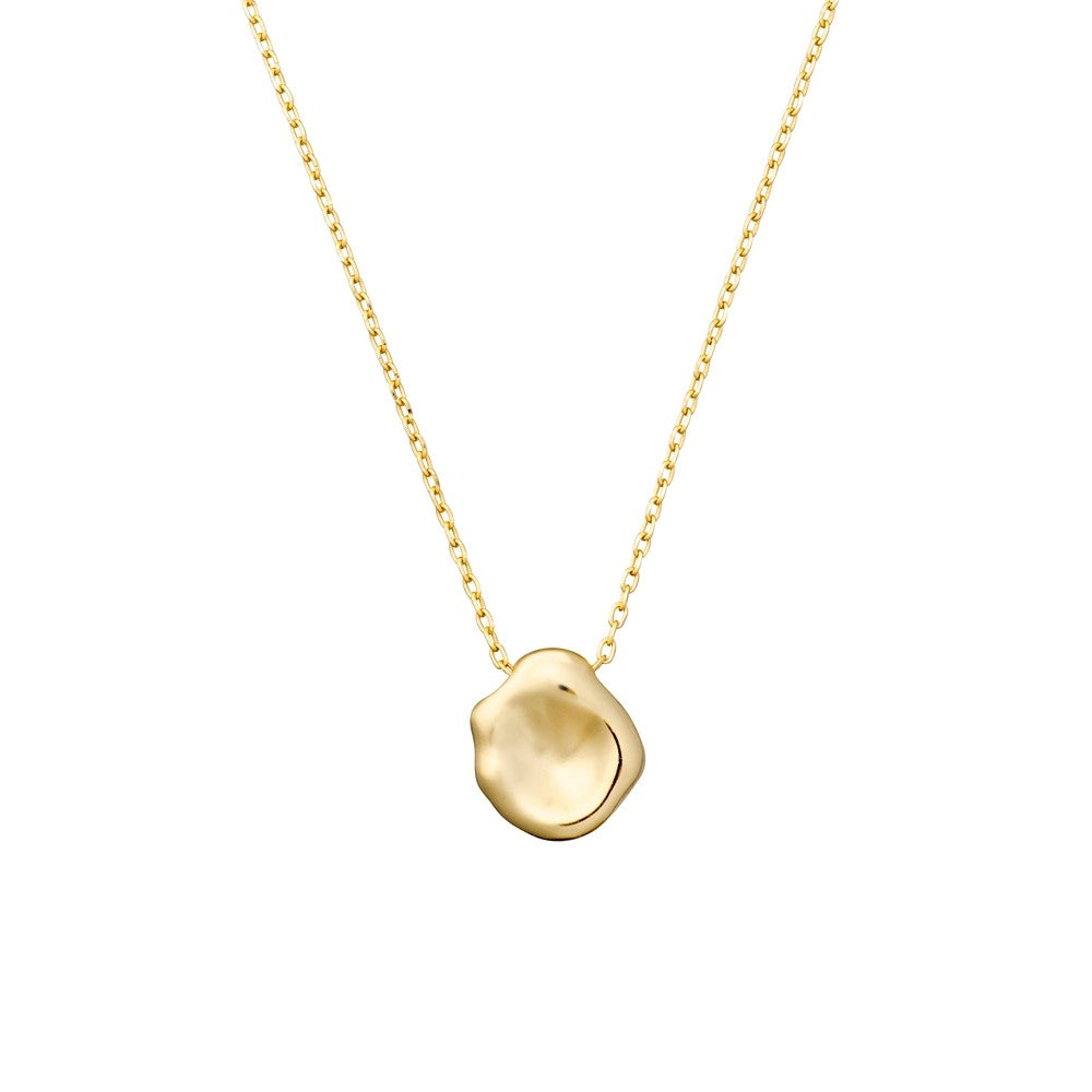 Yellow Gold Plated Organic Disc Necklace