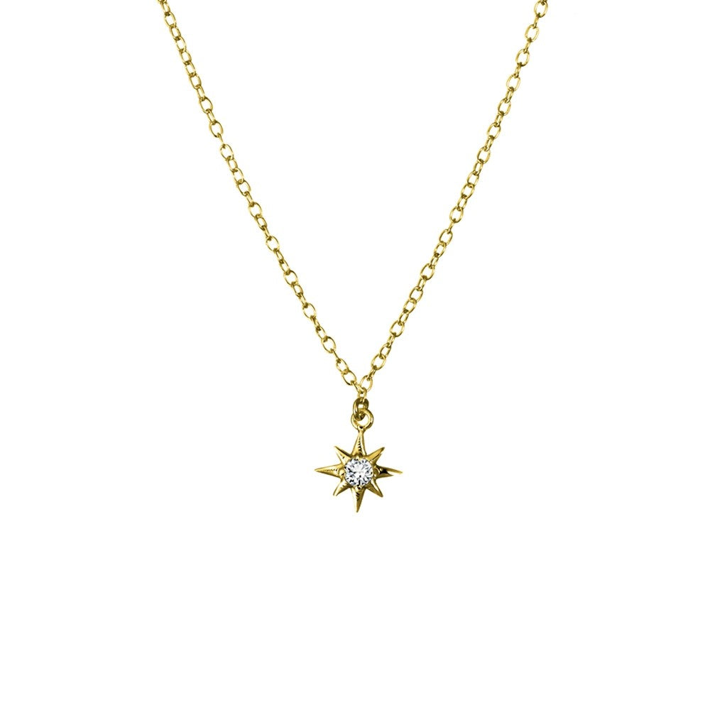 Yellow Gold Plated Cz Star Necklace