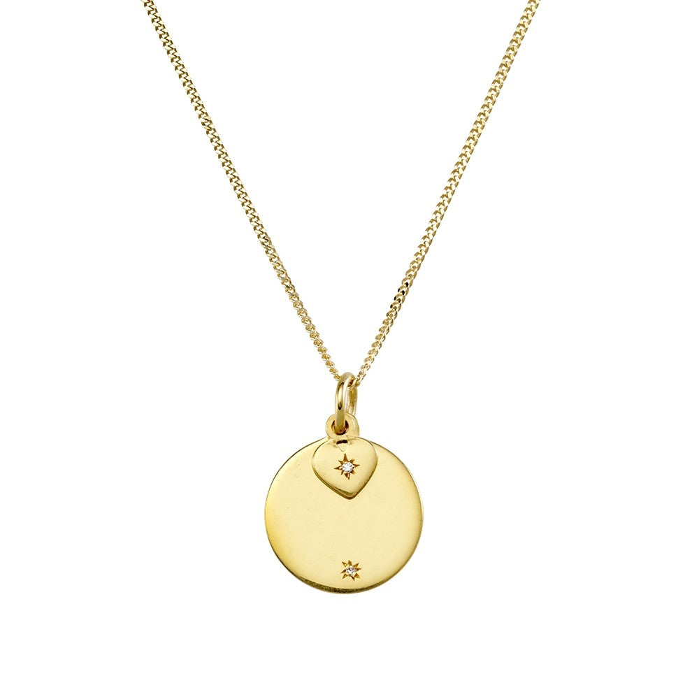 Sterling Silver Gold Plated Double Discx Necklace