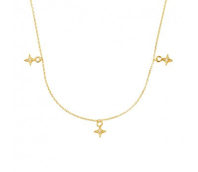 Gold Plated Three Star Charm Necklace