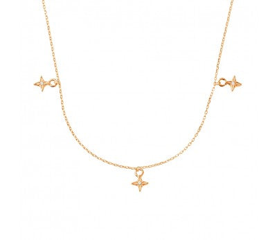 Gold Plated Three Star Charm Necklace