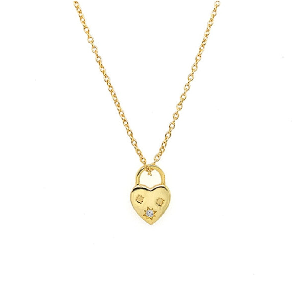 Gold Plated Heart Padlock Necklace