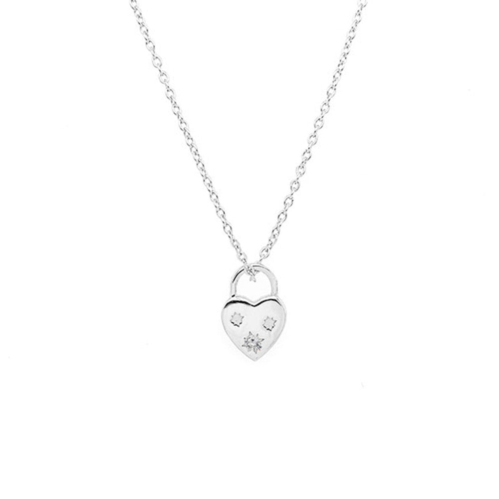 Sterling Silver Heart Padlock Necklace