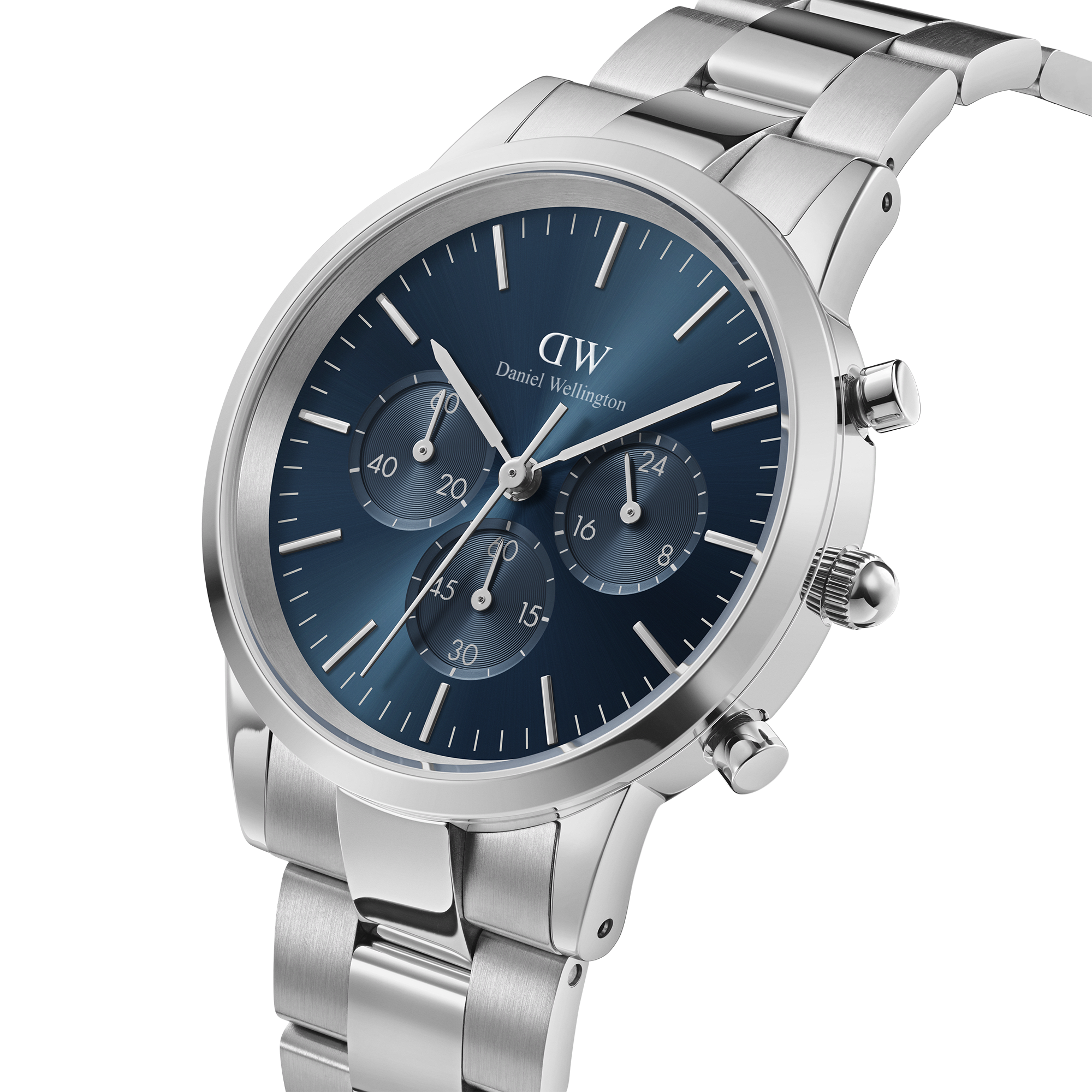 Daniel Wellington Iconic Chronograph 42 Link Silver Arctic Sunray Watch