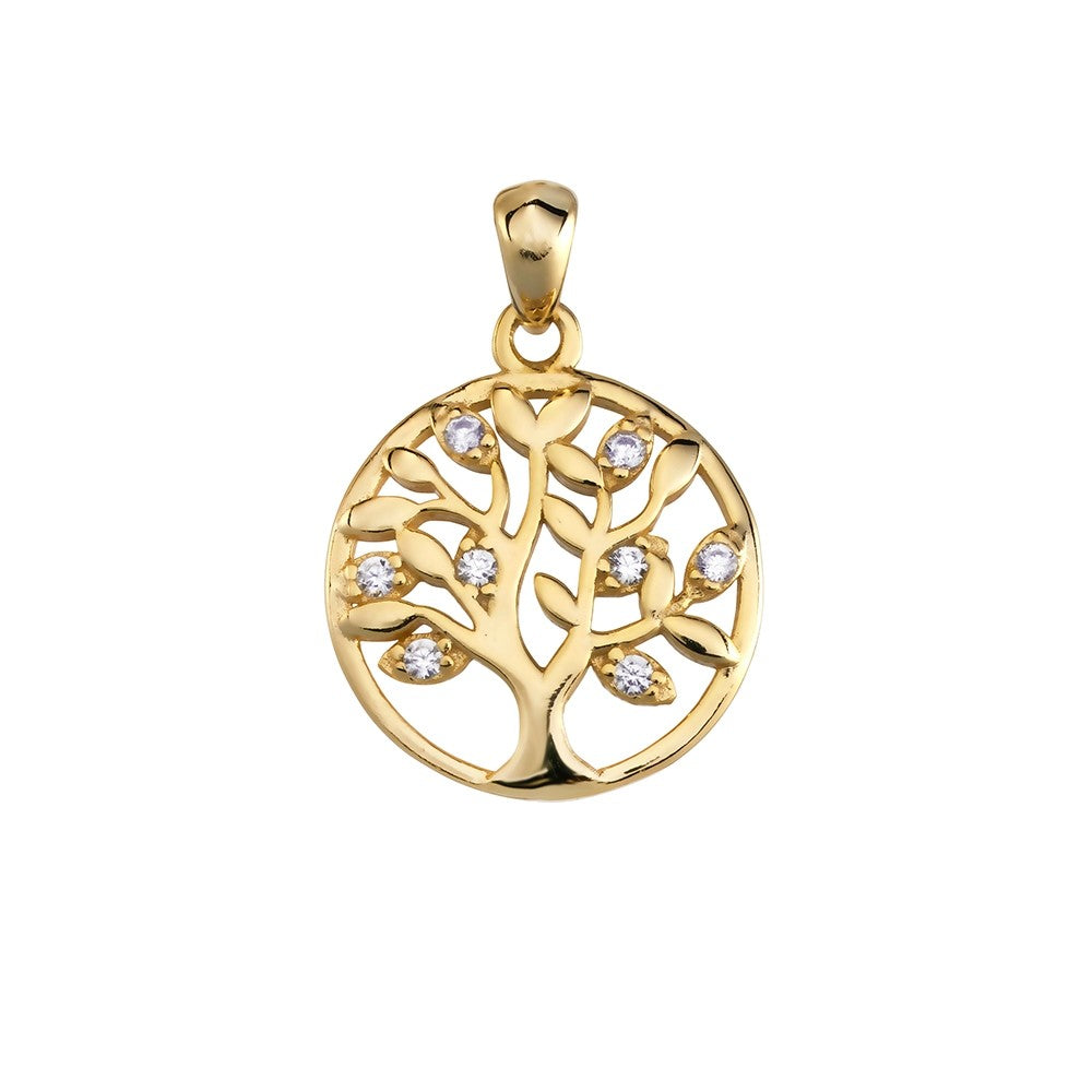 Gold Plated Cubic Zirconia Tree of Life Pendant