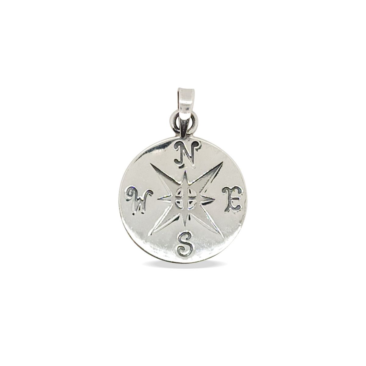 Sterling Silver Compass Disc Pendant