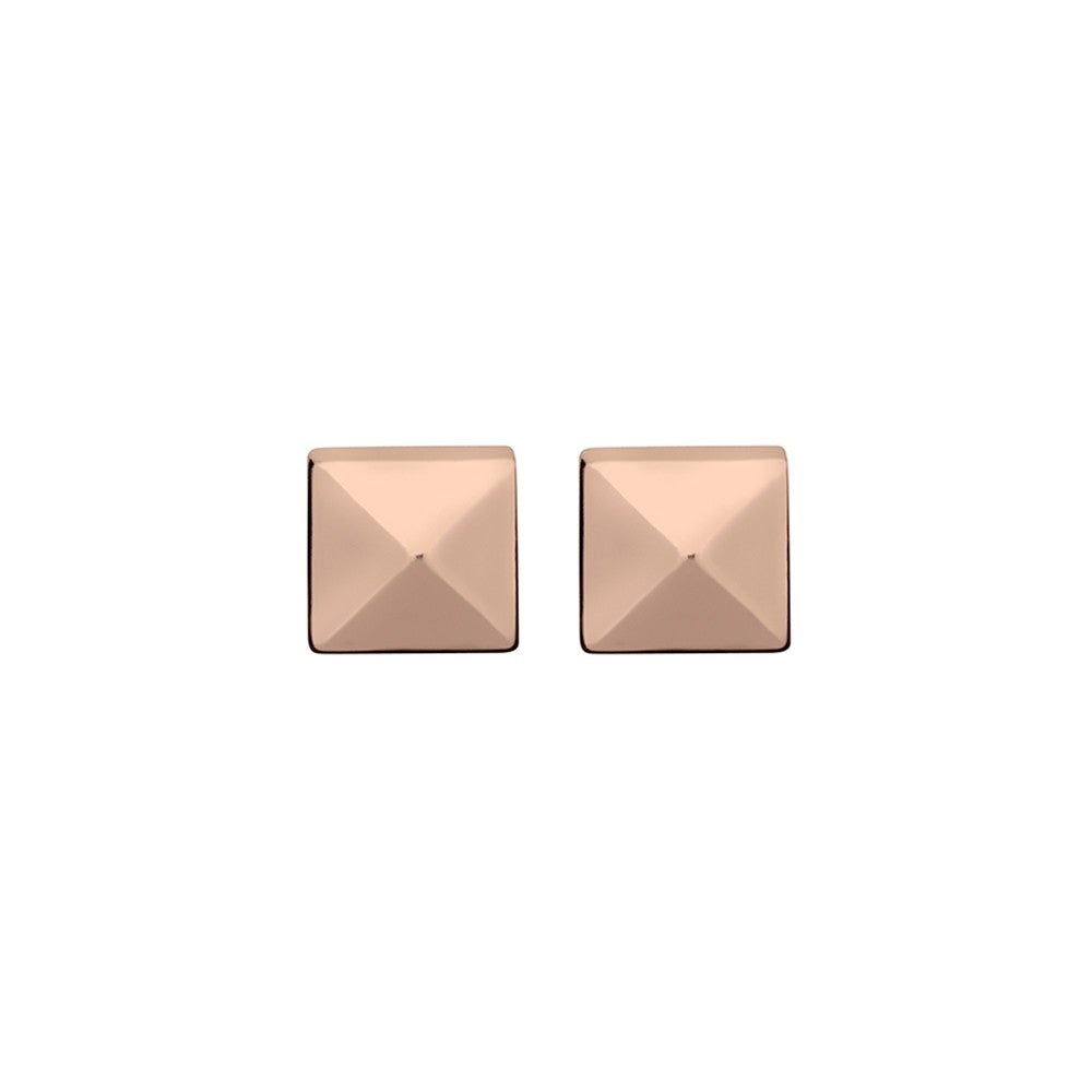 Rose Gold Plated Pyramid Stud Earrings