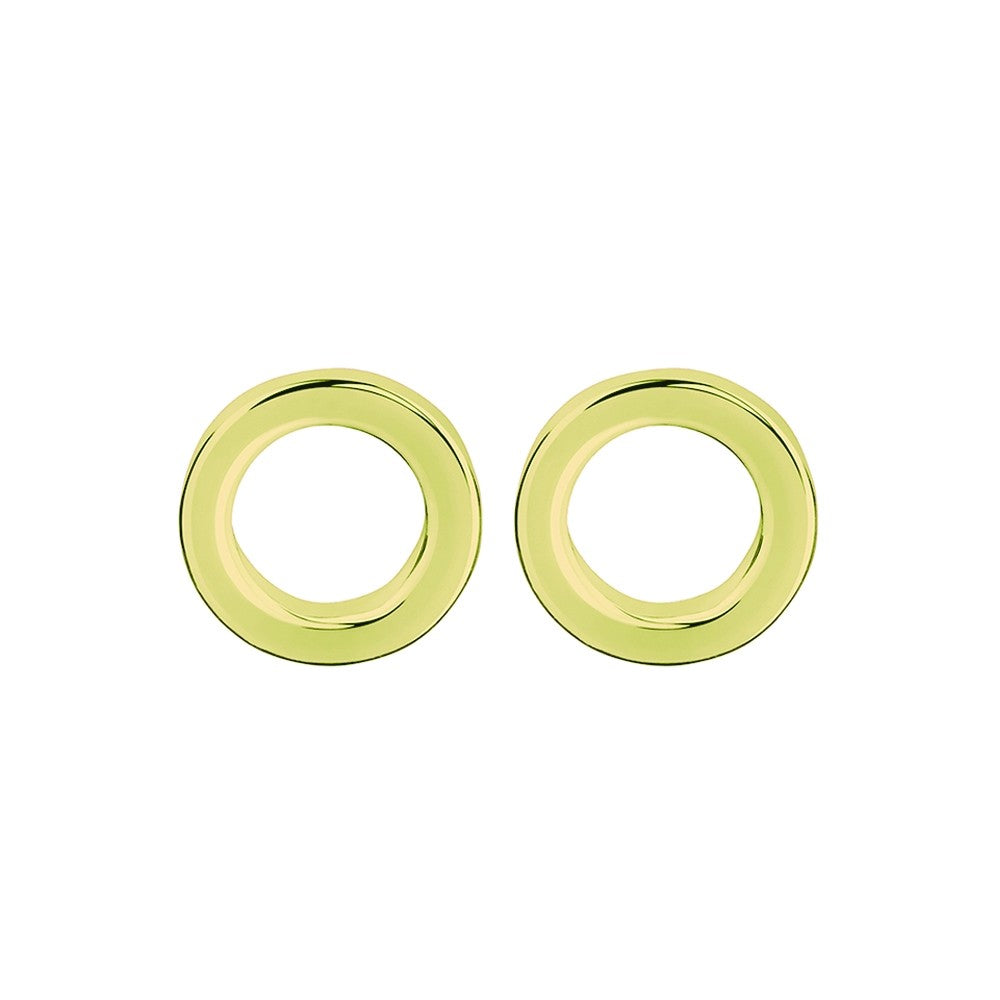 Yellow Gold Plated Open Circle Stud Earrings
