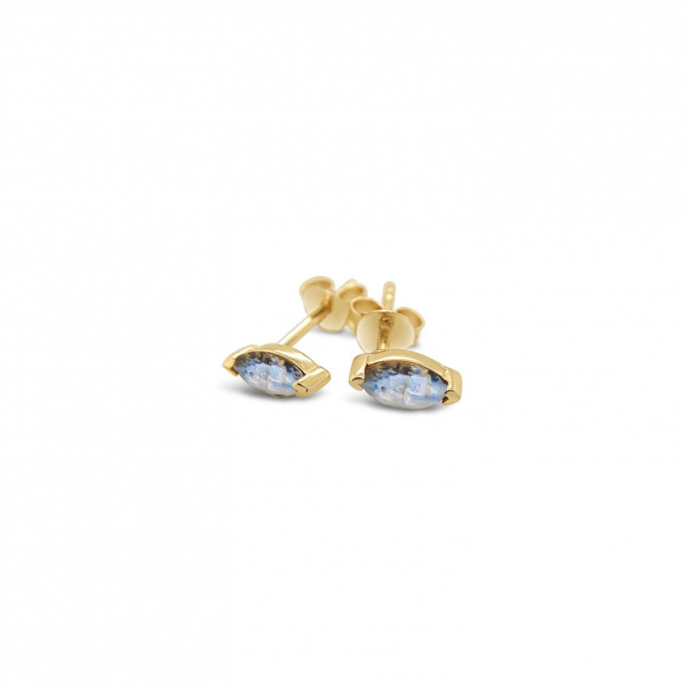Yellow Gold Labradorite Stud Earrings
