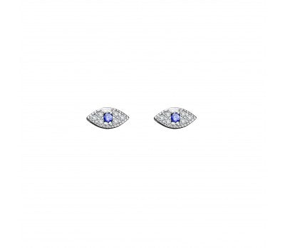 Sterling Silver Evil Eye Stud Earrings