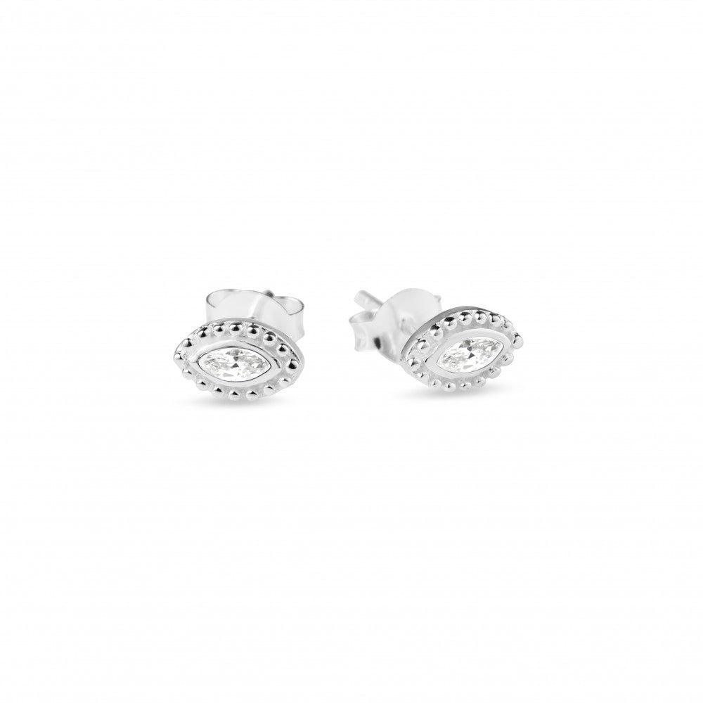 Sterling Silver Marquise Cz Stud Earrings