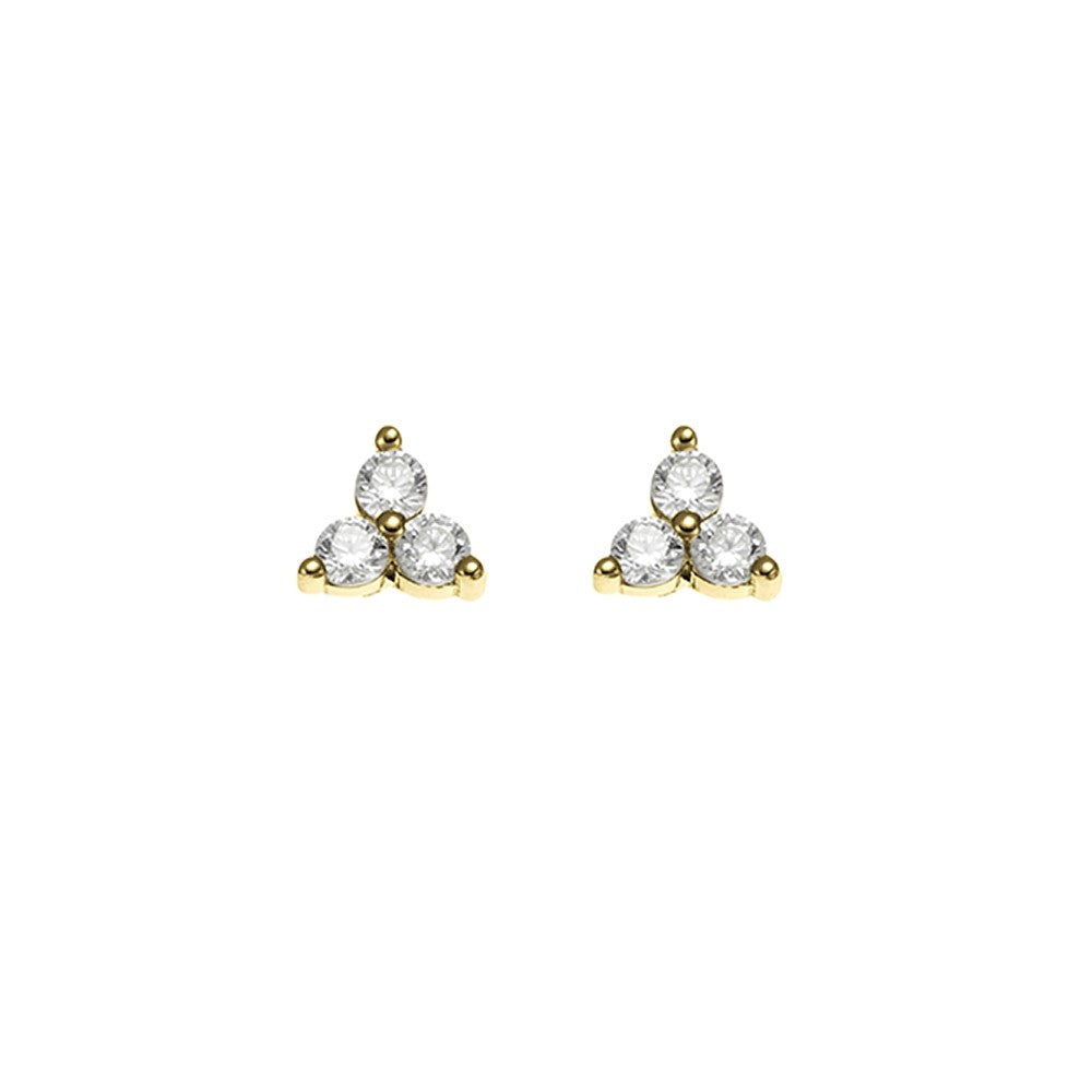 Gold Plate Triangular Cz Stud Earrings