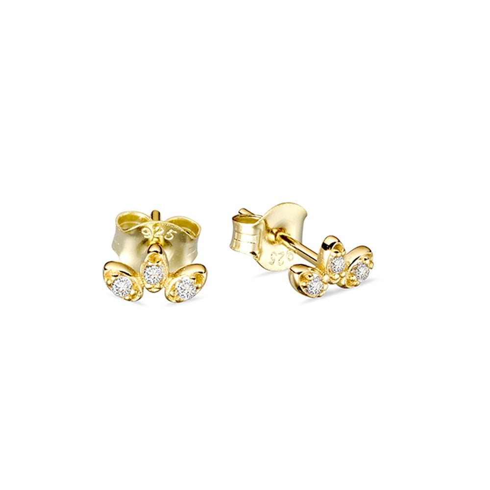 Gold Plate Mini Fanned Oval Stud Earrings