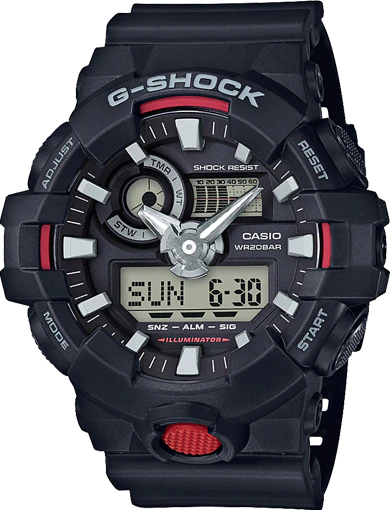 G-Shock Duo W/time Black and Red Face Resin Band Watch