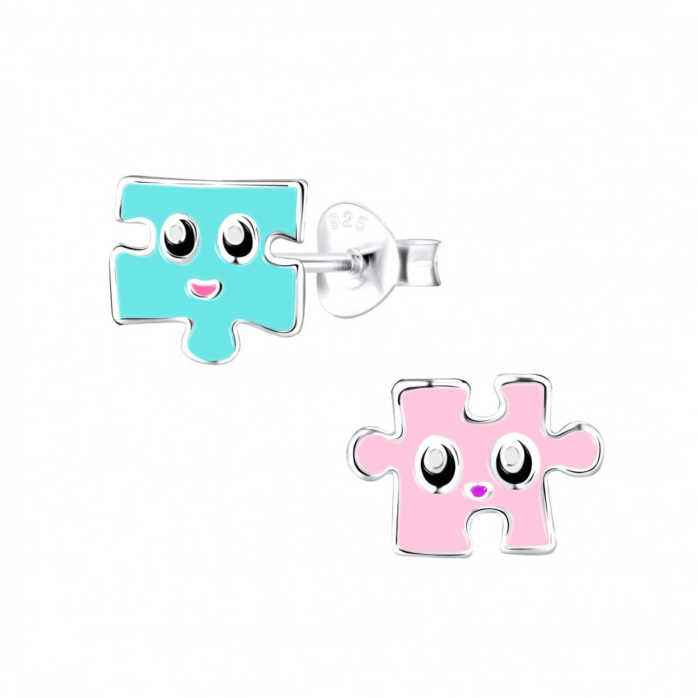 Sterling Silver Children's Puzzle Piece Earrings